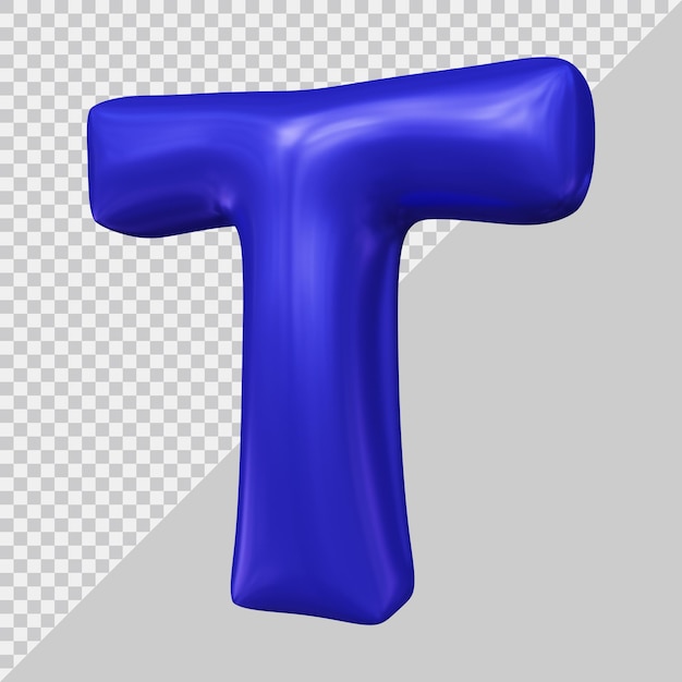 3d rendering of alphabet letter t with modern style