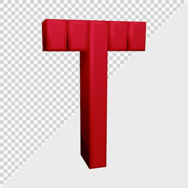 3d rendering of alphabet letter t