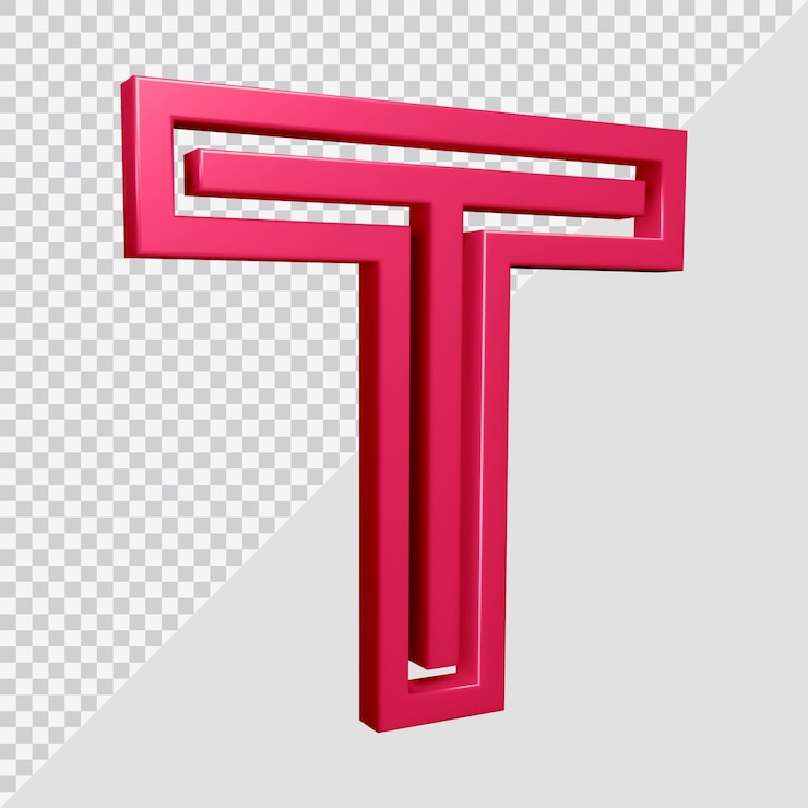 PSD 3d 字母字母 t 的表示