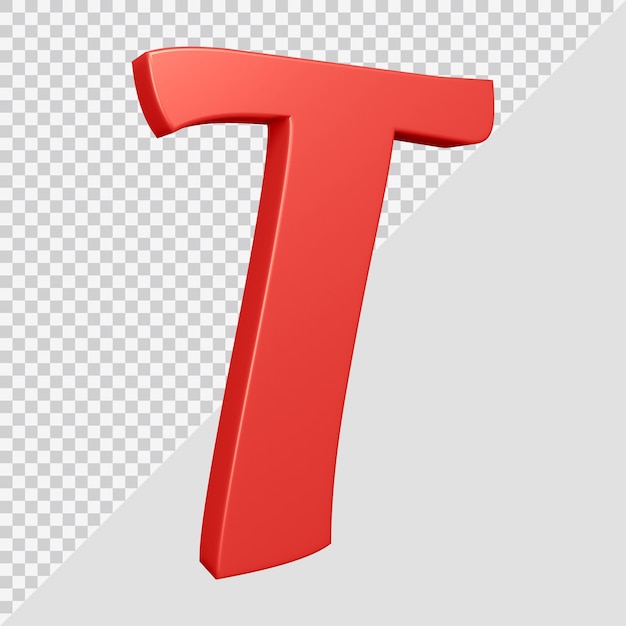 3d rendering of alphabet letter t
