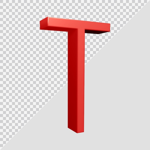 3d rendering of alphabet letter t