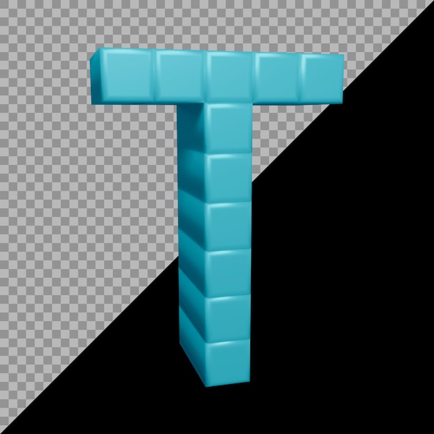3d rendering of alphabet letter t