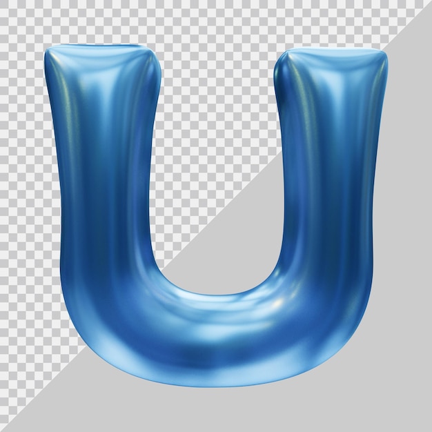 PSD 3d rendering of alphabet letter u with modern style