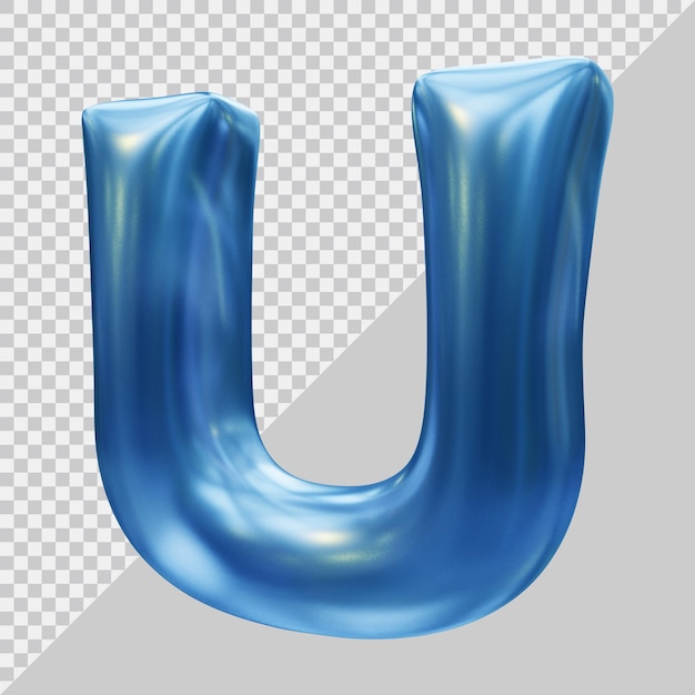 3d rendering of alphabet letter u with modern style