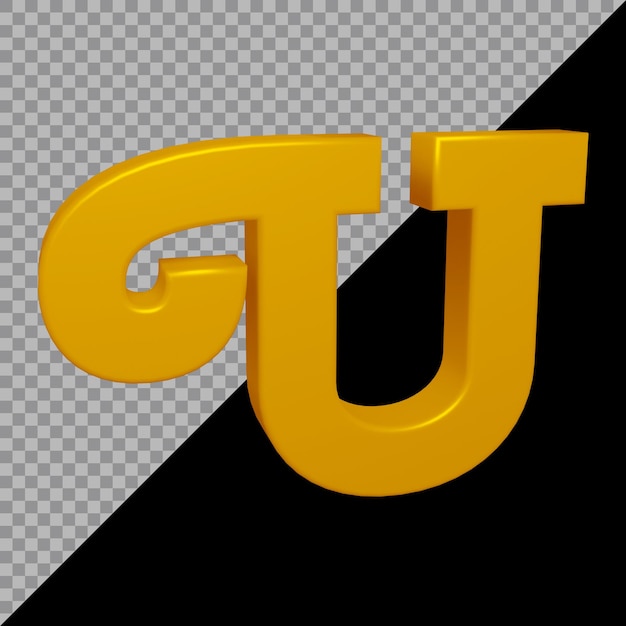 PSD 3d rendering of alphabet letter u