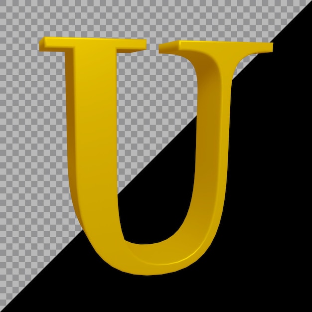 3d rendering of alphabet letter u