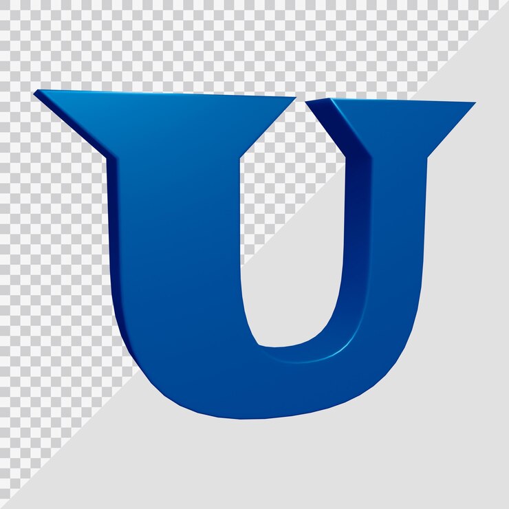 PSD 3d rendering of alphabet letter u