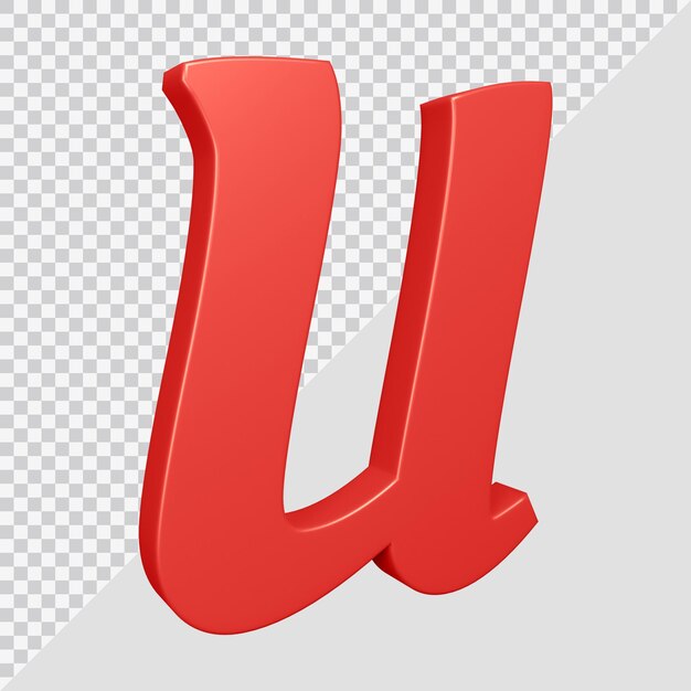 3d rendering of alphabet letter u