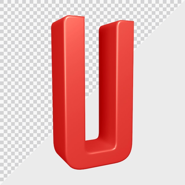 3d rendering of alphabet letter u