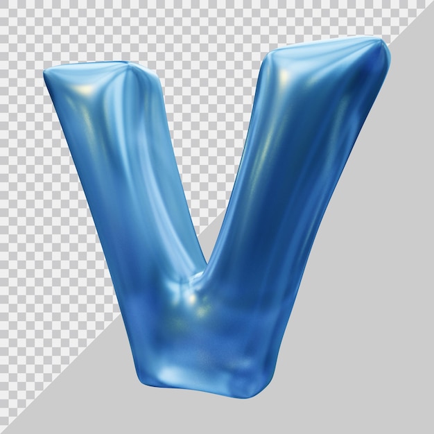 3d rendering of alphabet letter v with modern style