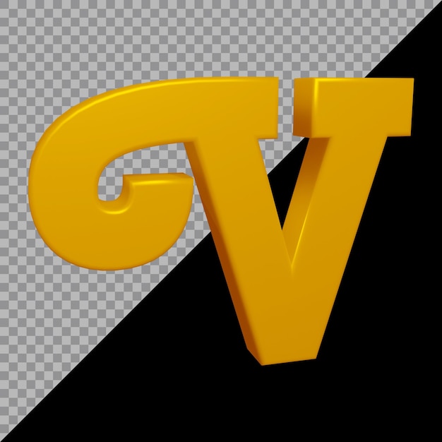 3d rendering of alphabet letter v