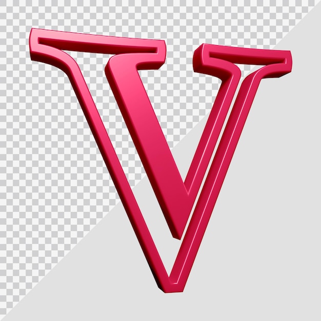 3d rendering of alphabet letter v