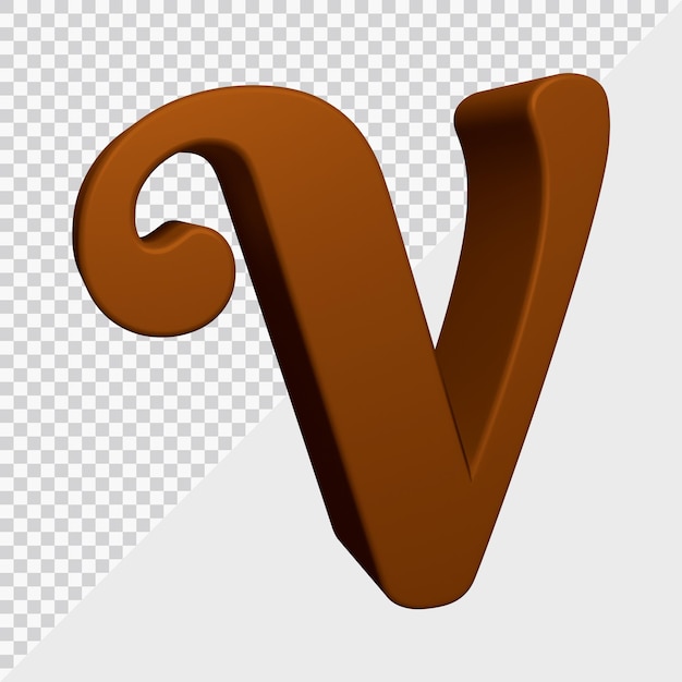 3d rendering of alphabet letter v