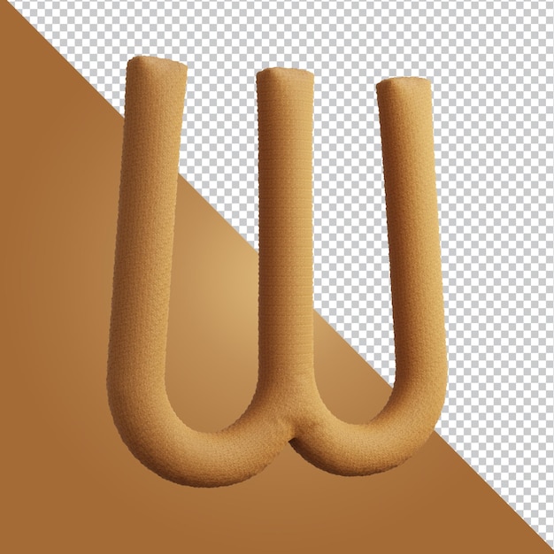 3d rendering of alphabet letter W isolated