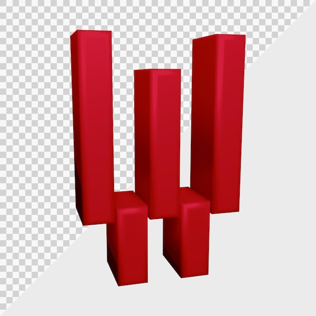 PSD 3d rendering of alphabet letter w