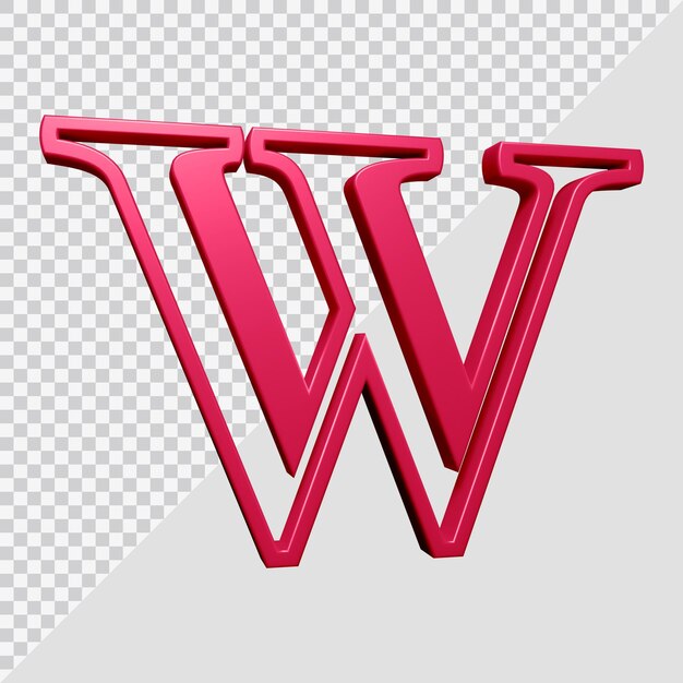 PSD 3d rendering of alphabet letter w