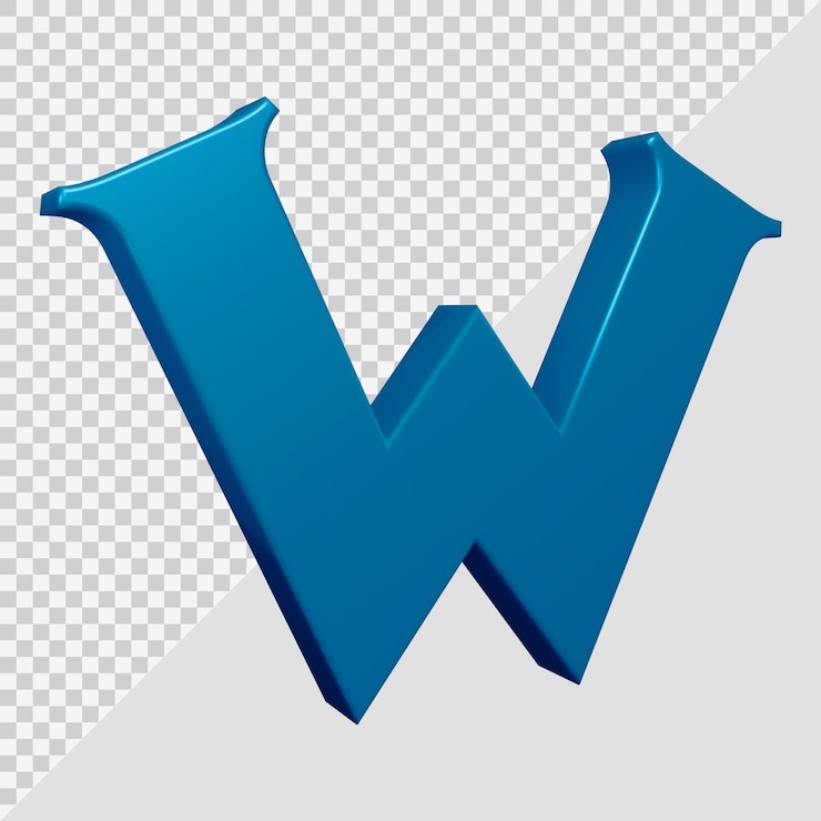 PSD 3d rendering of alphabet letter w