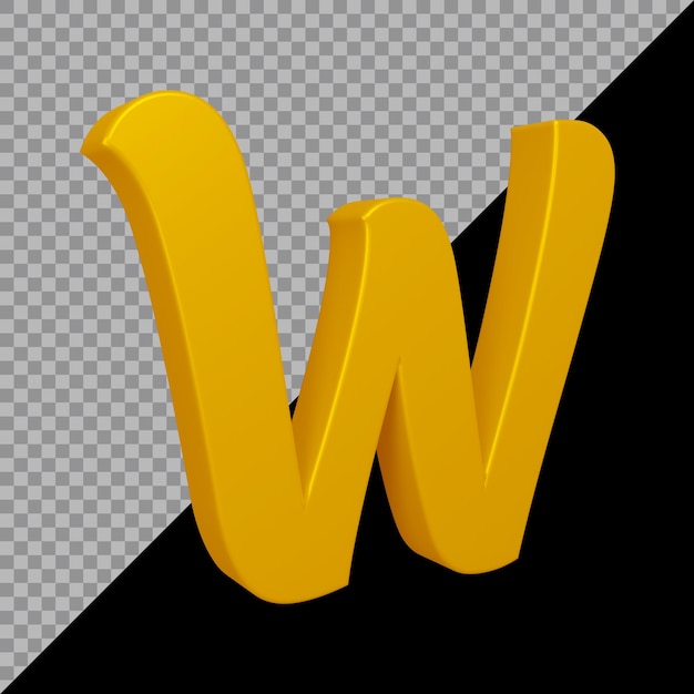 3d rendering of alphabet letter w