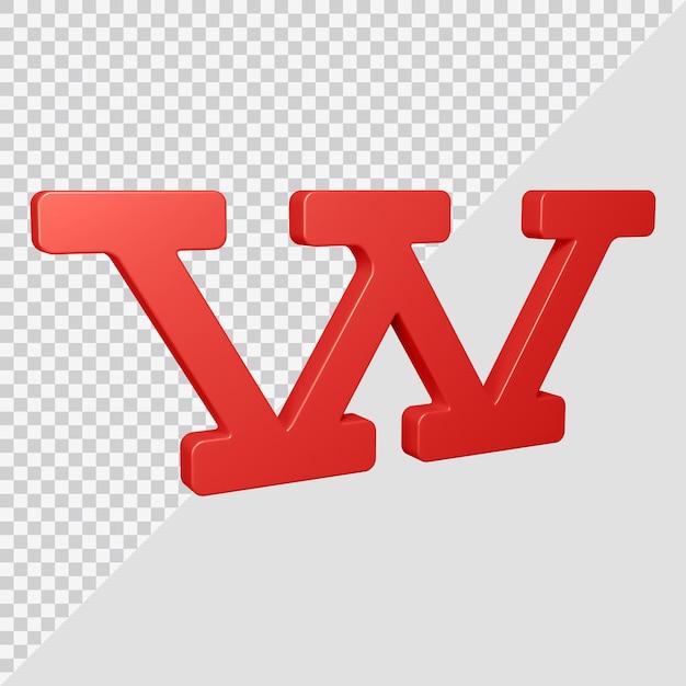 PSD 3d rendering of alphabet letter w