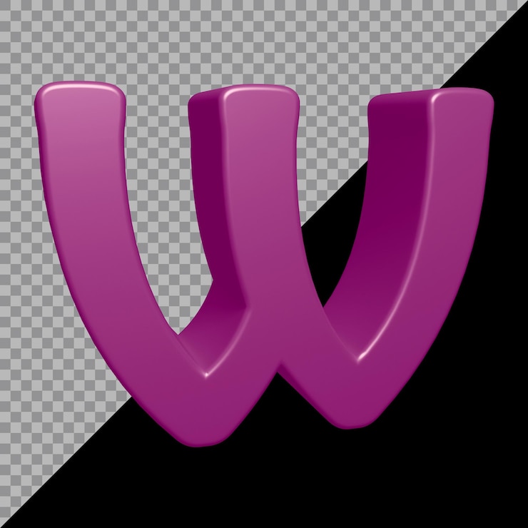 PSD 3d rendering of alphabet letter w