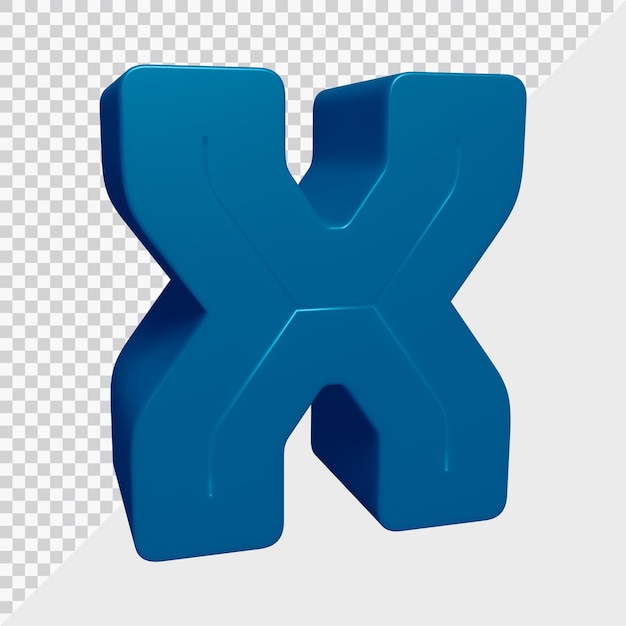 PSD 3d rendering of alphabet letter x