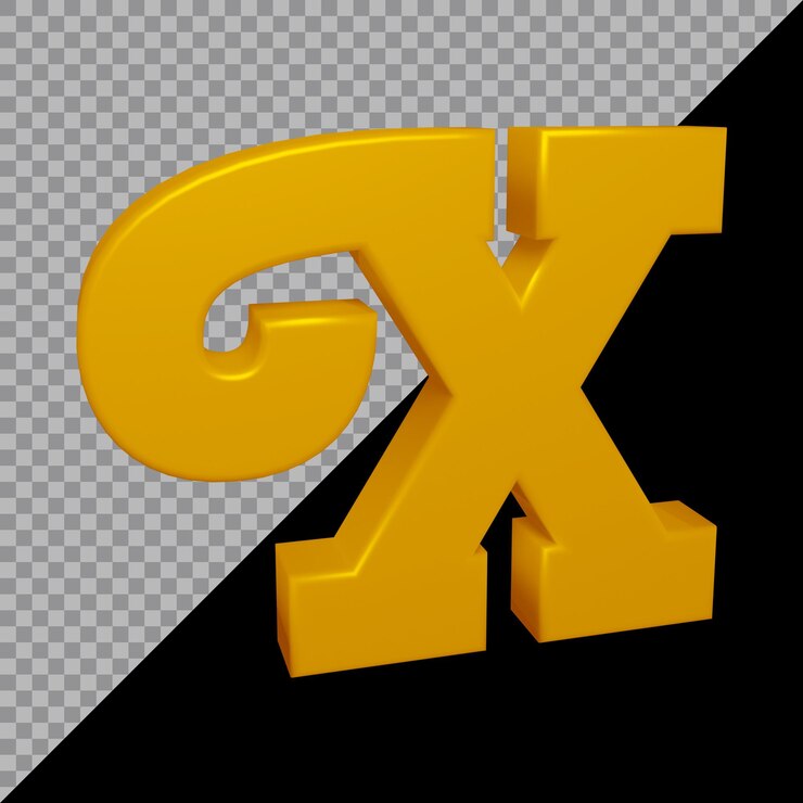 PSD 3d rendering of alphabet letter x