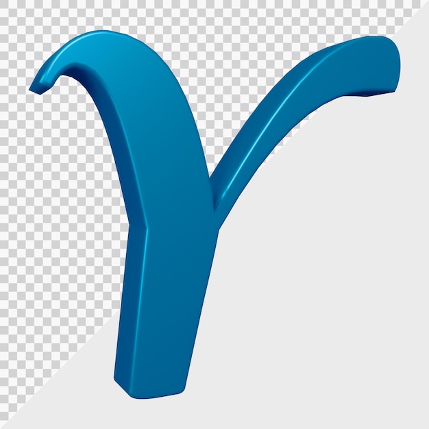 PSD 3d rendering of alphabet letter y