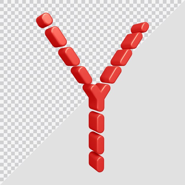 PSD 3d rendering of alphabet letter y