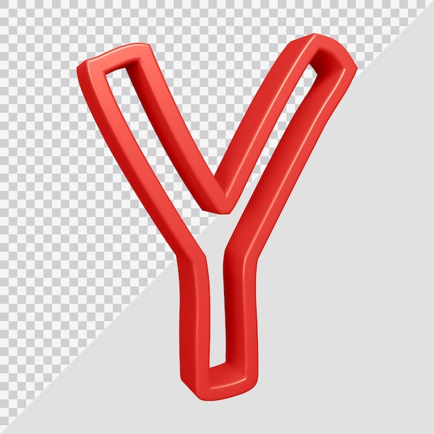 PSD 3d rendering of alphabet letter y