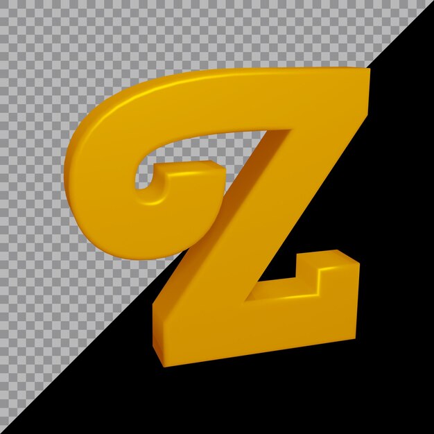 PSD 3d rendering of alphabet letter z