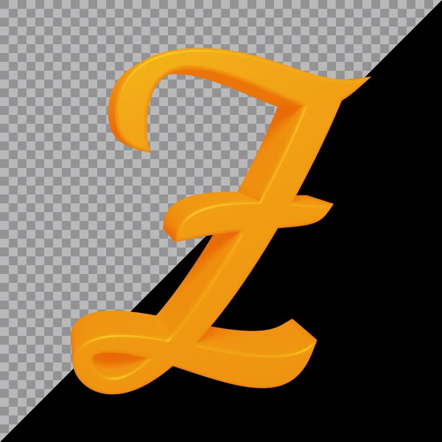 3d rendering of alphabet letter z