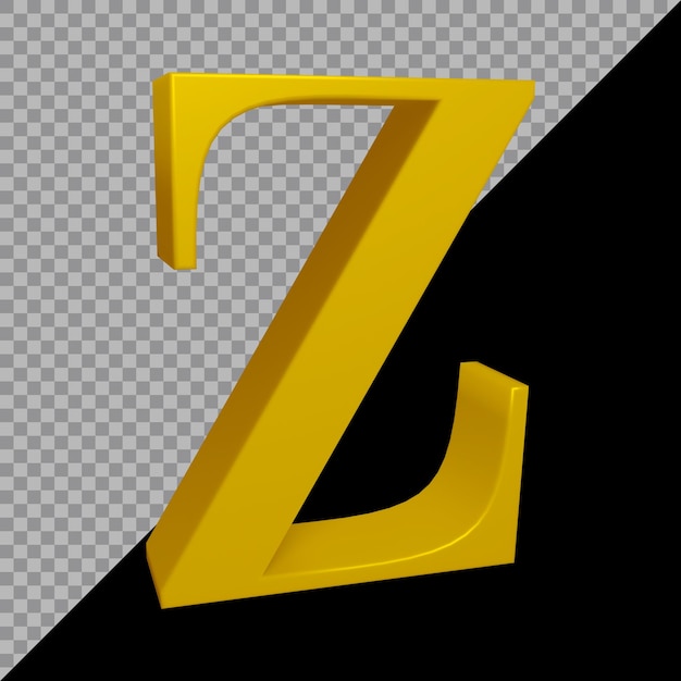 PSD 3d rendering of alphabet letter z