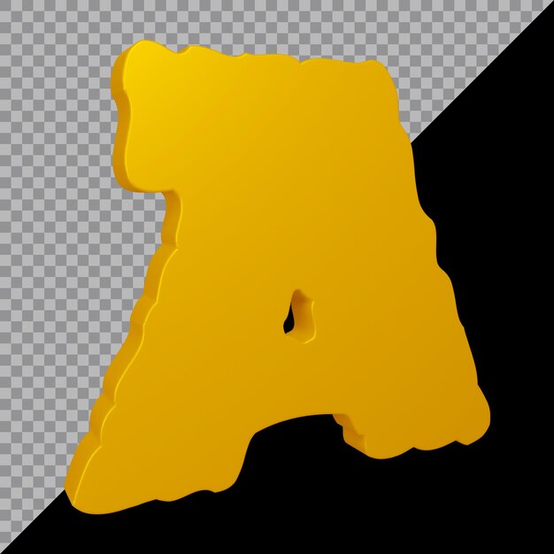 PSD 3d rendering of alphabet letter a