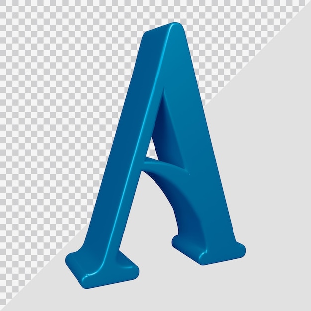 PSD 3d rendering of alphabet letter a