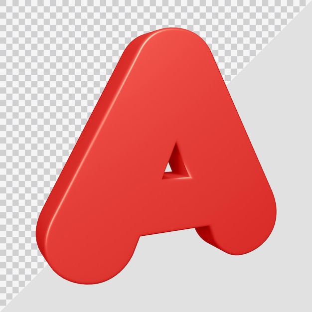 PSD 3d rendering of alphabet letter a