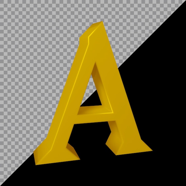 PSD 3d rendering of alphabet letter a