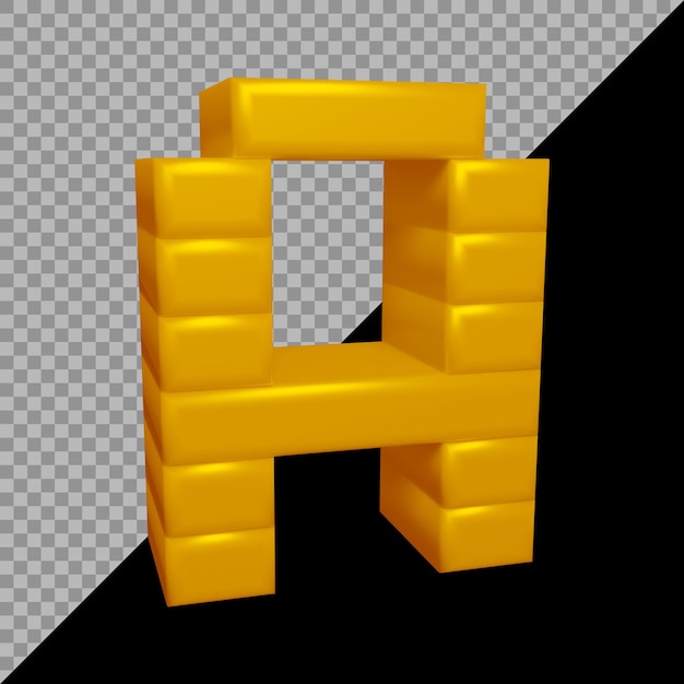 PSD 3d rendering of alphabet letter a