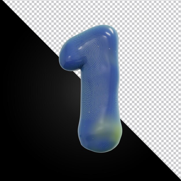 3d rendering of alphabet number 1 isolated