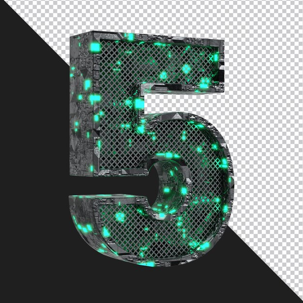 PSD rendering 3d dell'alfabeto numero 5 isolato