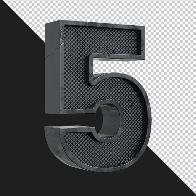 3d rendering of alphabet number 5 isolated