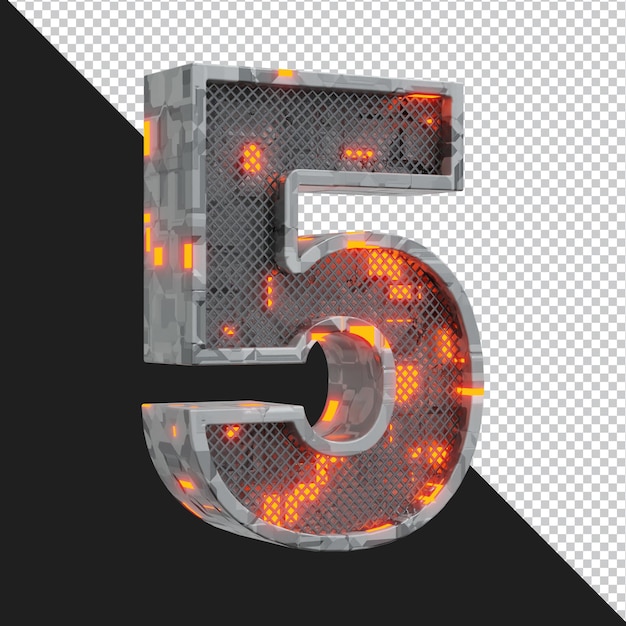 3d rendering of alphabet number 5 isolated