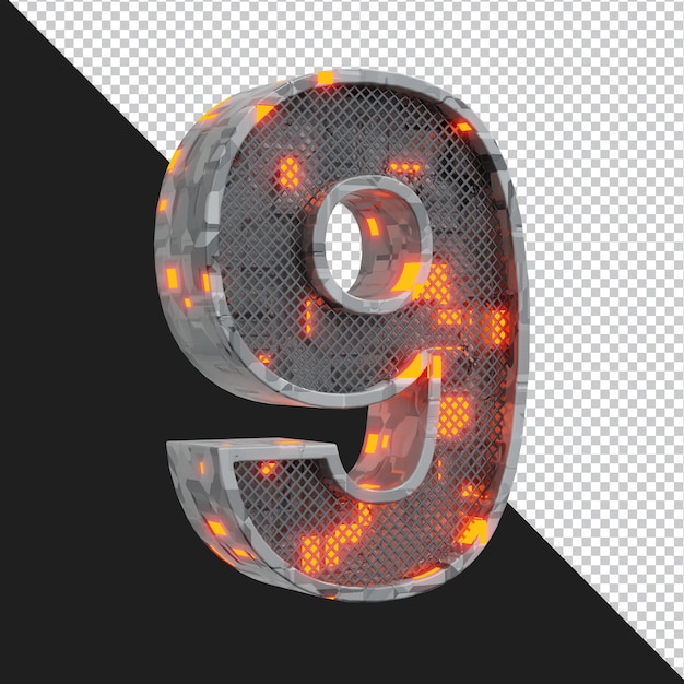 3d rendering of alphabet number 9 isolated