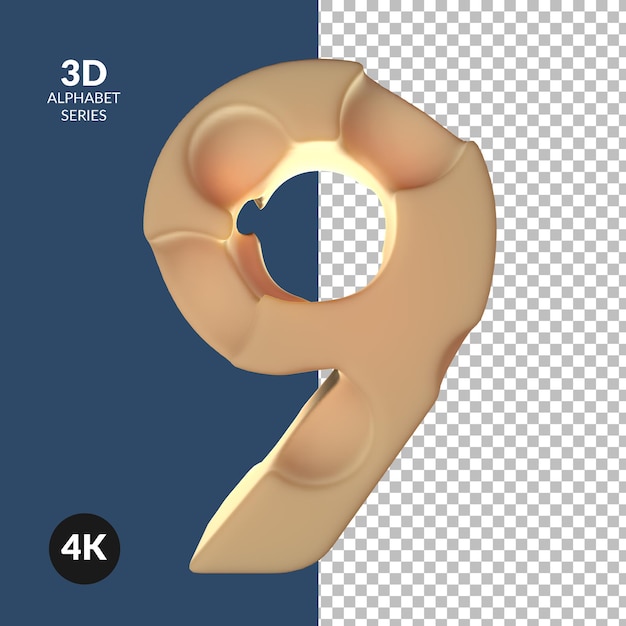 Rendering 3d del numero di alfabeto