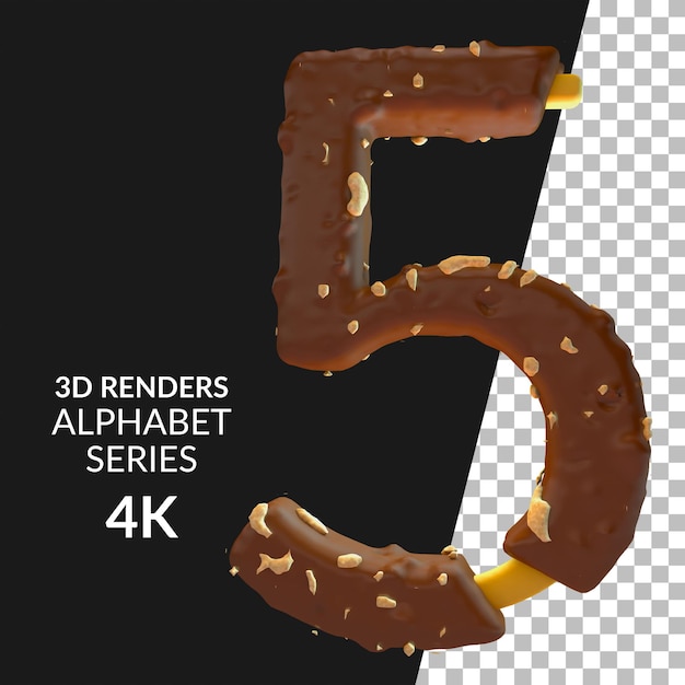 PSD rendering 3d di numeri di alfabeto isolati