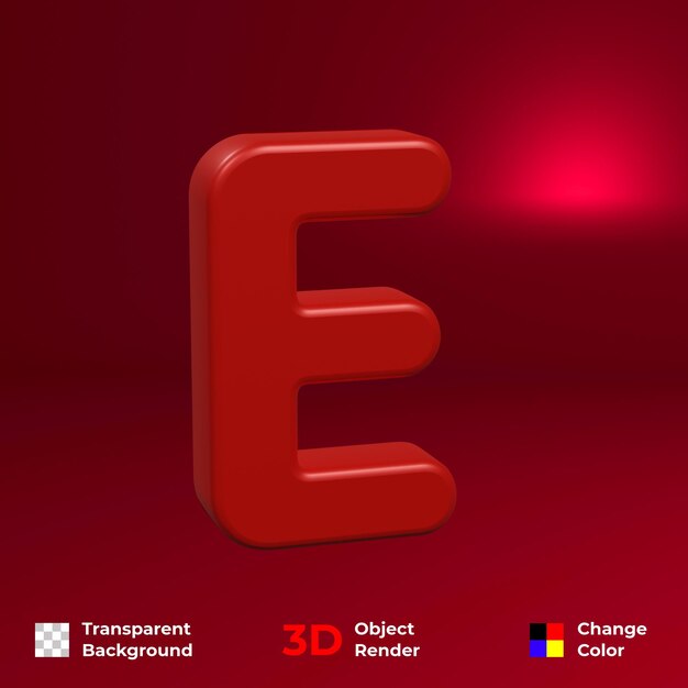 PSD 3d rendering of the alphabet with a transparent background and easy to change colors