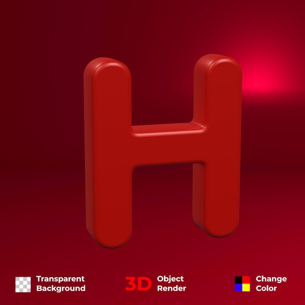 PSD 3d rendering of the alphabet with a transparent background and easy to change colors