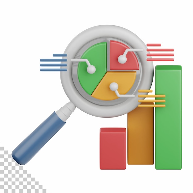 PSD analisi di rendering 3d isolata utile per l'analisi aziendale elemento di progettazione di denaro e finanza