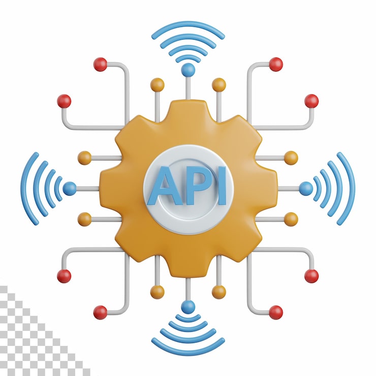 PSD 3d 渲染 api 设置分离用于技术,编程,开发,编码,软件,应用程序,计算,服务器和连接设计元素
