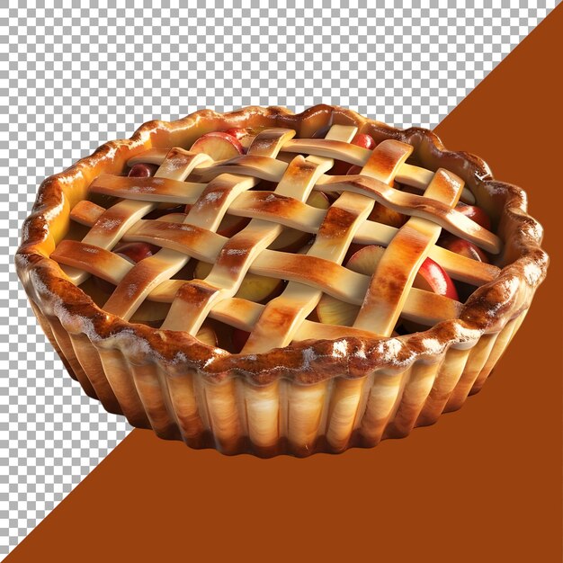 PSD 3d rendering of a apple pie cake on transparent background ai generated