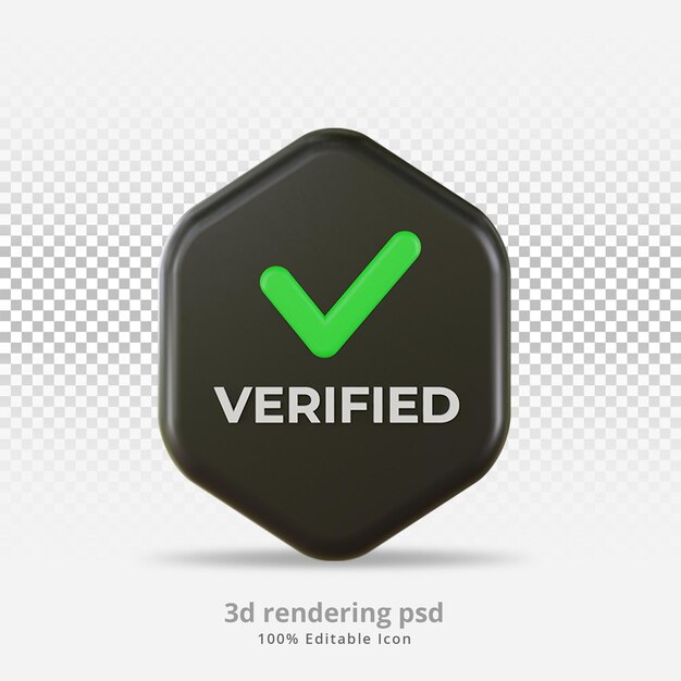 PSD 3d rendering approval sign icon check mark sign